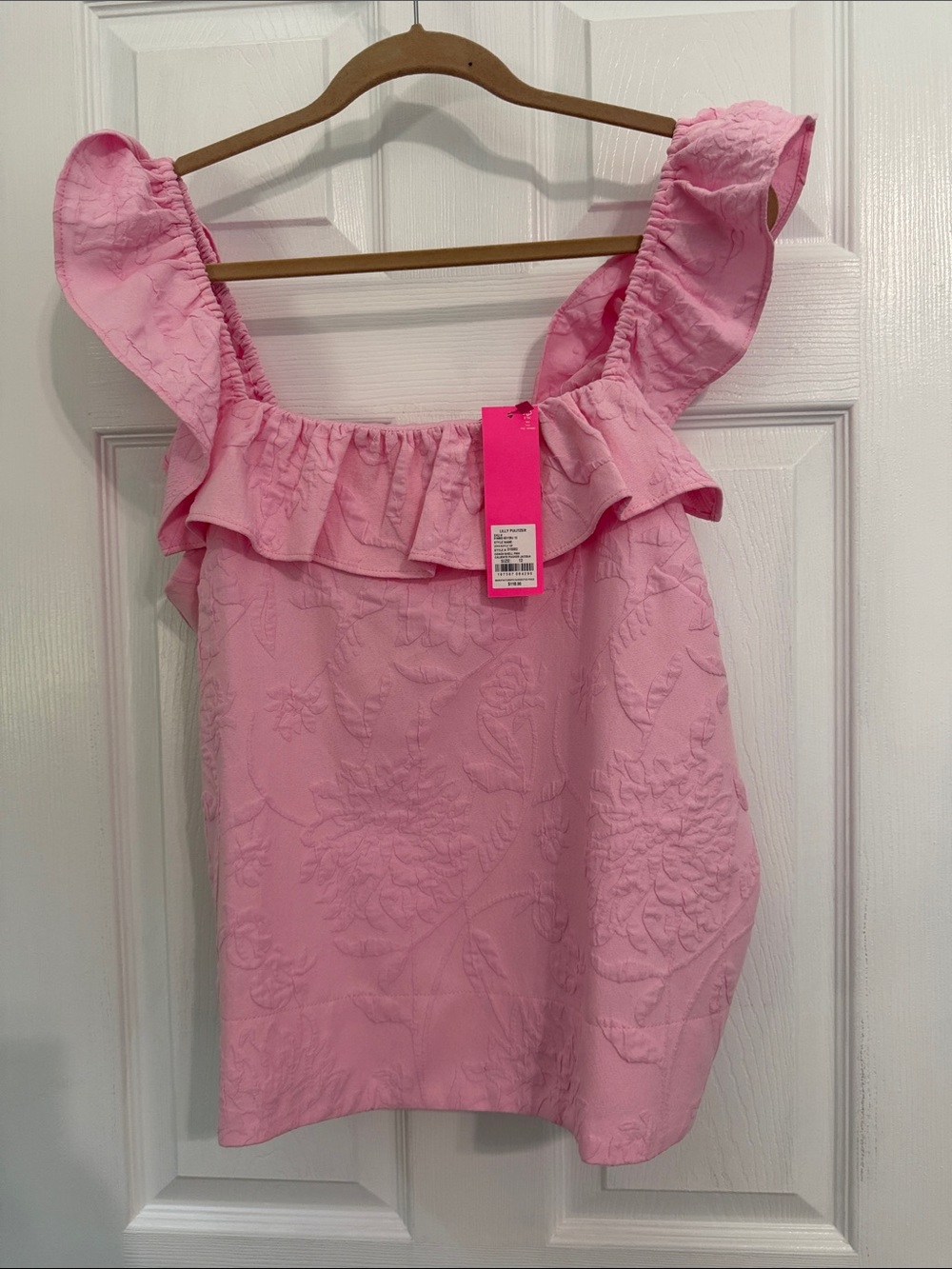 Lilly Pulitzer Pink Ruffle-Shoulder Embroidered Camisole